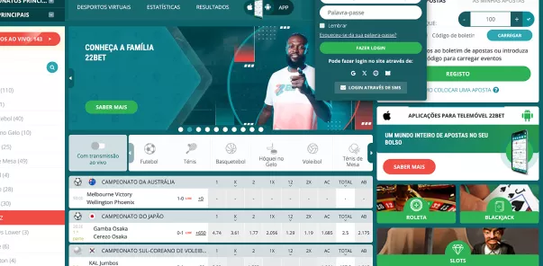 Aposte no seu desporto favorito com a aplicação 22Bet